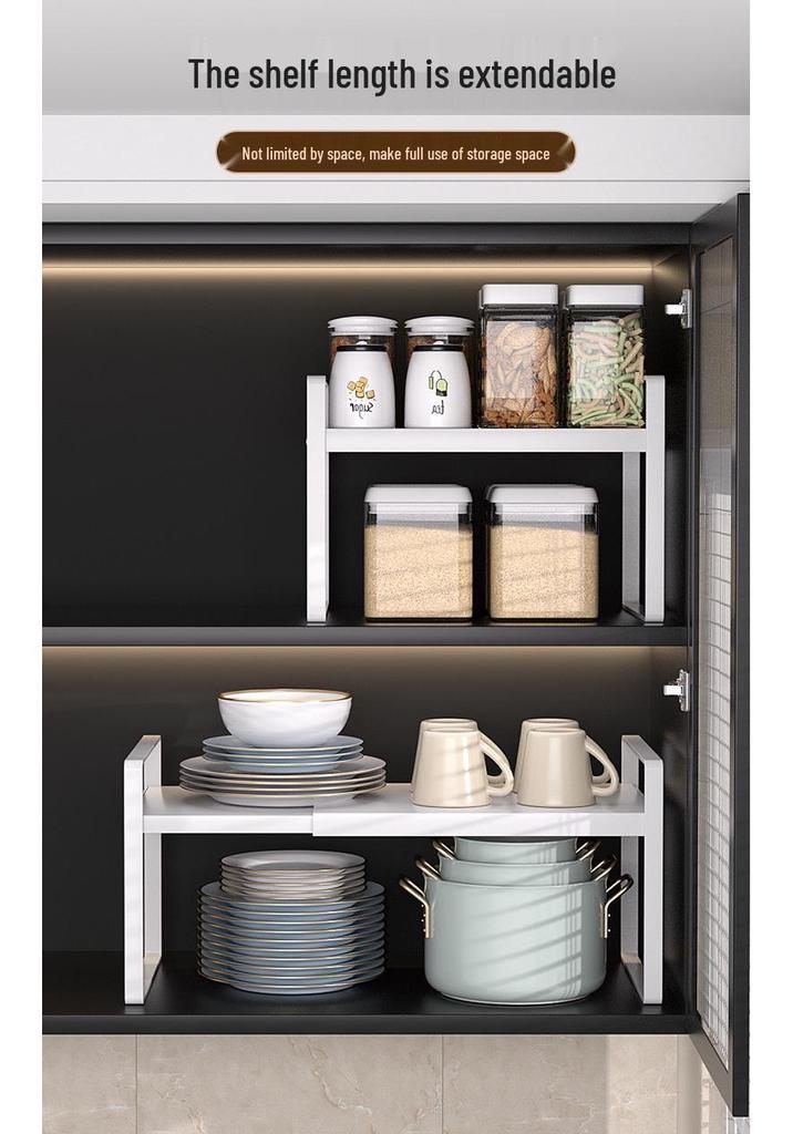 Retractable Layered Storage Shelf - Nail-Free Iron Organizer for Dorms