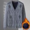 Strickjacke für Männer mittleren Alters und ältere Männer Herbstpullover Papa Herbst- und Winterkleidung Opa Mit Samt Gefütterte Dicke Warme Jacke