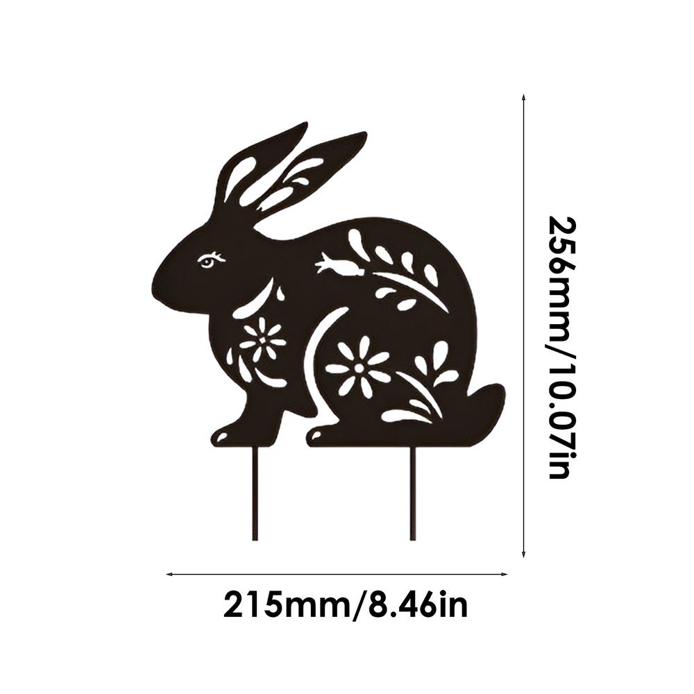 Rabbit Garden Statue Metal Rabbit Statue Yard Stake Rabbit Stake Easter Yard Art Black Animal Art Lawn Garden Silhouette Outdoor