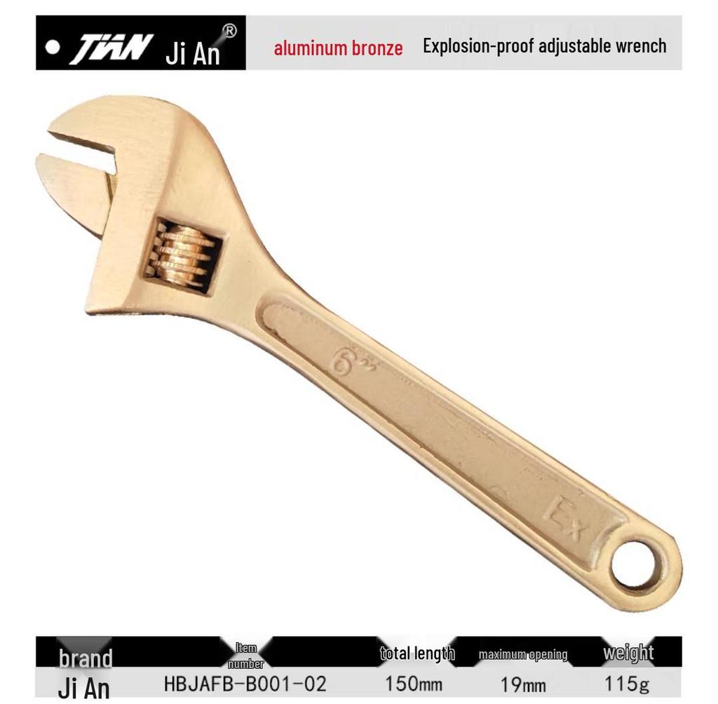 Explosion-Proof Beryllium Copper Adjustable Wrench - Sizes: 6", 8", 10", 12", 15", 18", 24"