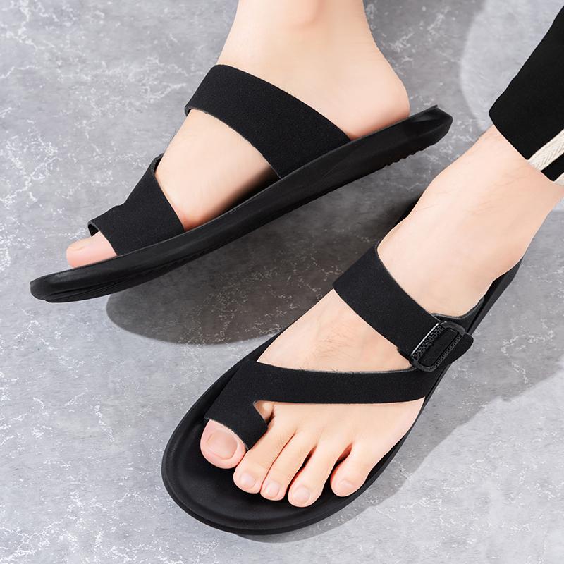 Men Flats Slippers Summer White Roman Sandals Retro Black Brown Leather Wide Head Beach Shoes Plus Size