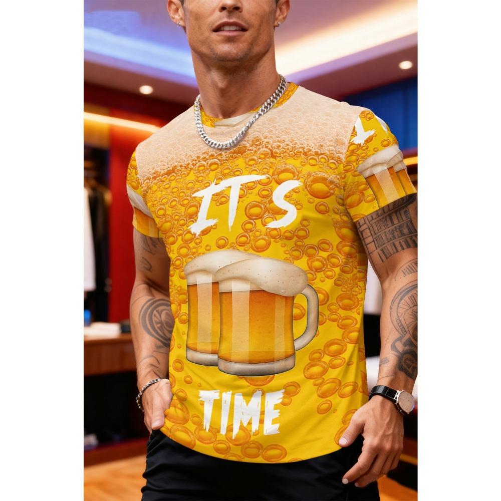 Creative Colorful Stripe Pattern 3D Print T-Shirt Summer Fashion Comfortable Plus Size Breathable Soft Men's Daily Versatile T-shirt