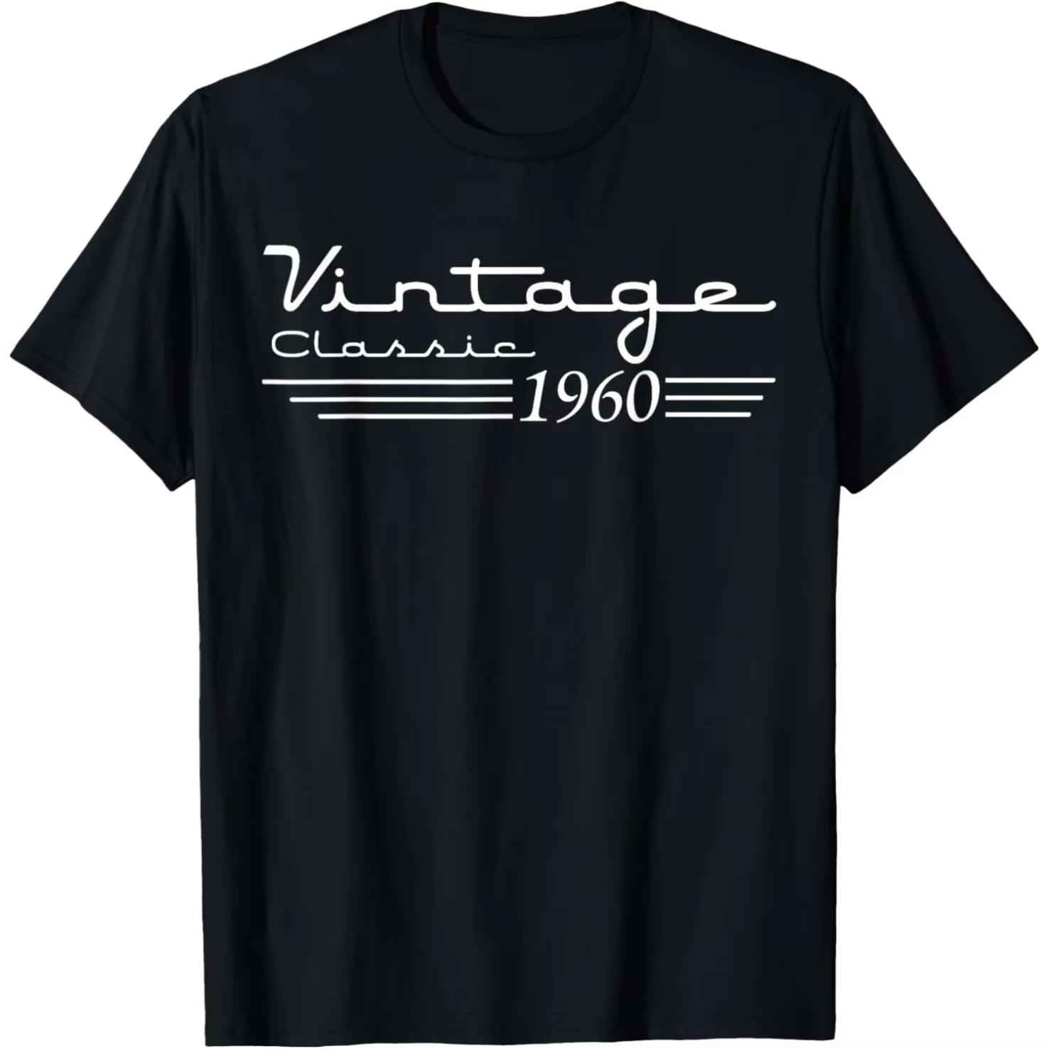 65th Birthday Vintage 1960 65 Years Old T Shirts Men Cotton Humor Streetwear Tee Shirt Short Sleeve Unisex Loose Clothing M