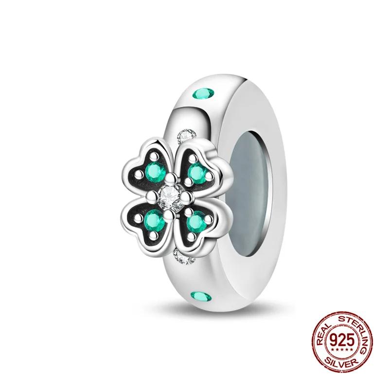 New 925 Silver Eternal Love Charms Pendant Fit Exquisite Women Bracelet Lucky Four-Leaf Clover Spacer Beads DIY Jewelry Gift