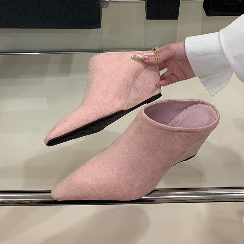 

Мода 2025 Новая Мода Флок Женские Клинья Тапочки Мюли Обувь Весна Лето Острый Носок Женские Клинья Тапочки Женские Шлепанцы Сандалии 35 розовый