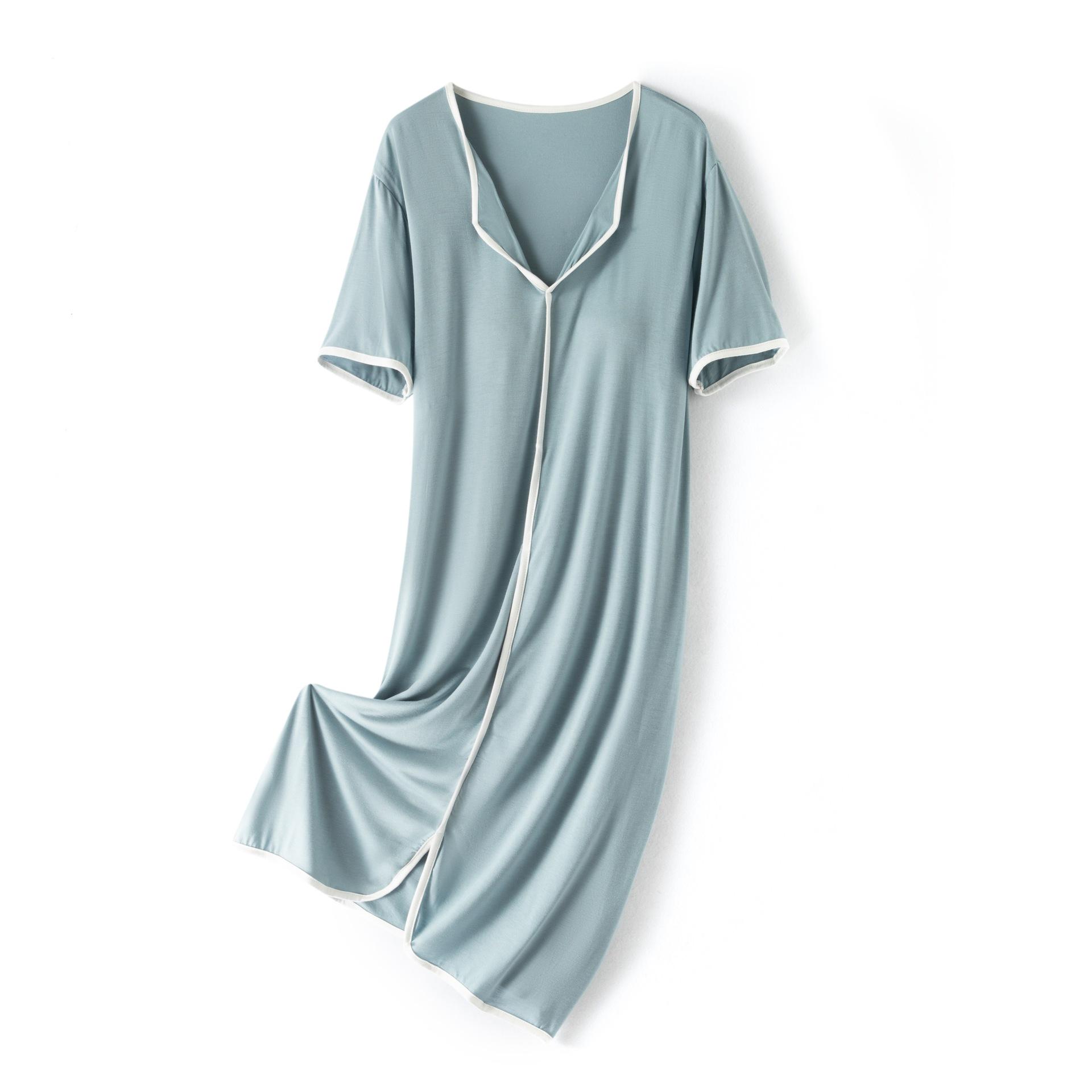 

2025 Women s Summer Short Sleeve Loose Lapel Dress with Chest Pad One Size (80-160 kg)