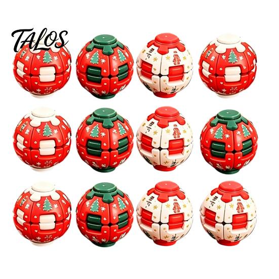 Stressabbau-Spielzeug für Kinder Zum Drücken und Drehen Fidget Ball, Verwandlungsfähiger Spinner Sensorische Nikolaus-Füllung Spielzeug für Erwachsene Teenager, Angst-Fokus-Spielzeug, Weihnachten