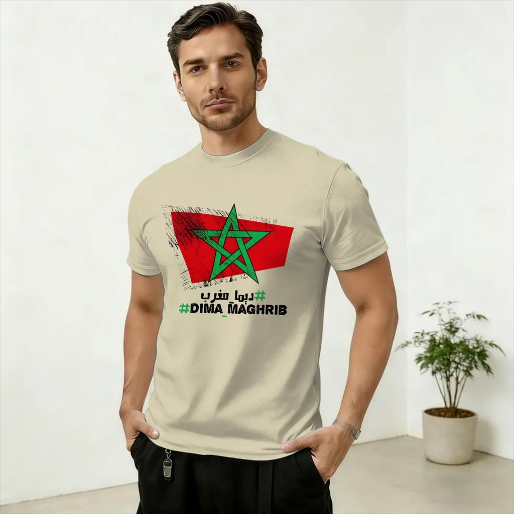 Unisex Kingdom of Morocco Flag Logo Art T Shirt Pure Cotton Clothing Amazing Short Sleeve Round Collar Tee Shirt Plus Size TShirt