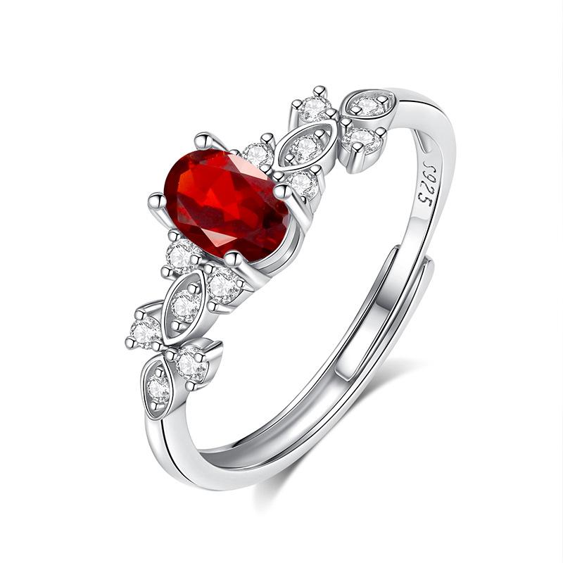 Europe, America, Fashion Natural Stone Pigeon Egg Jewelry S925 Sterling Silver Ring Women's Leaf Design Premium Ring Women's