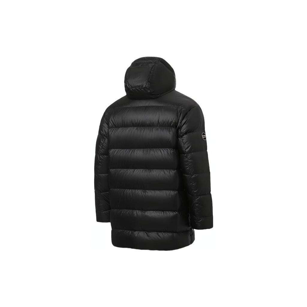 Li Ning Table Tennis Series Solid Color Mid-Length Hooded Down Jacket Unisex Outerwear Black AYMT021-1