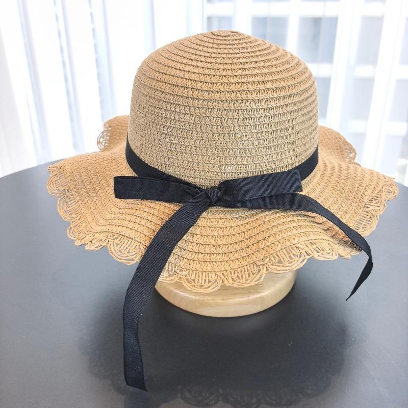 French-Style Wide-Brimmed Sunhat Bucket Hat Girl With Summer Bow For Seaside Outings Summer Bow Beach Hats