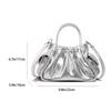 Women PU Pleated Shoulder Bag Fashion Cloud Tote Bag Chic Crossbody Bag (Silver)