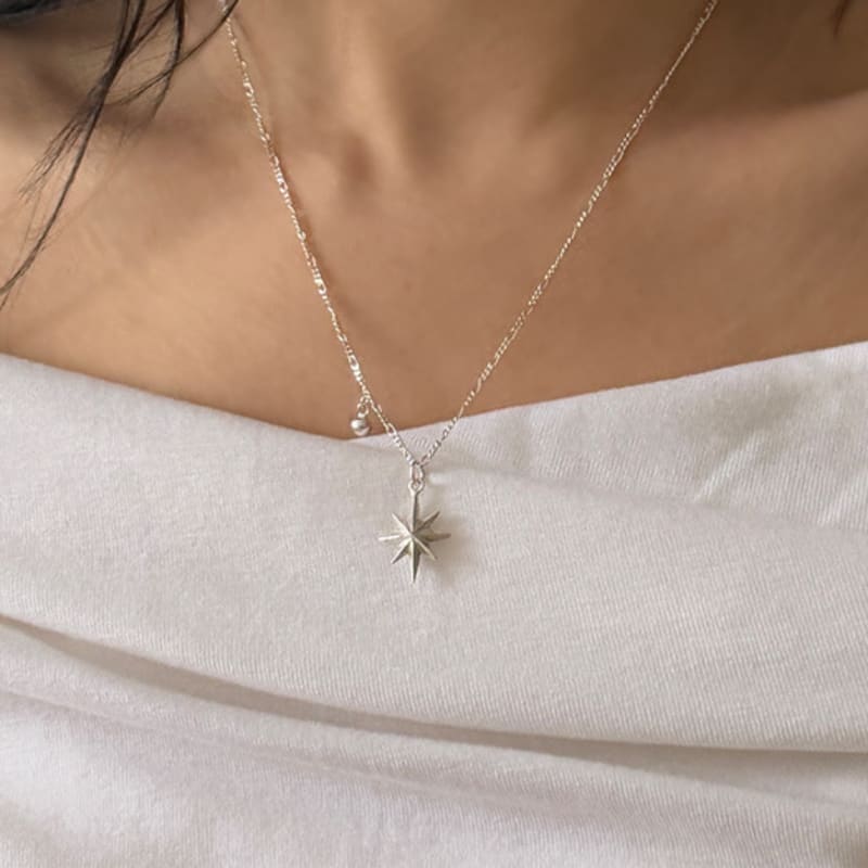 Melliv Silver Stella Ball Point Figaro Chain Necklace_mvn20