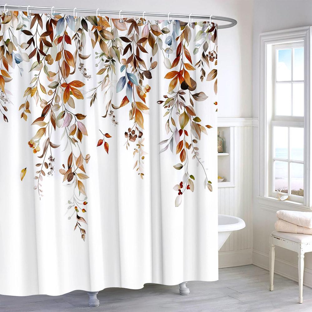 Rustic Sunflower Flower Butterfly Print Shower Curtain Vintage Floral Botanical Polyester Fabric Shower Curtains Bathroom Decor