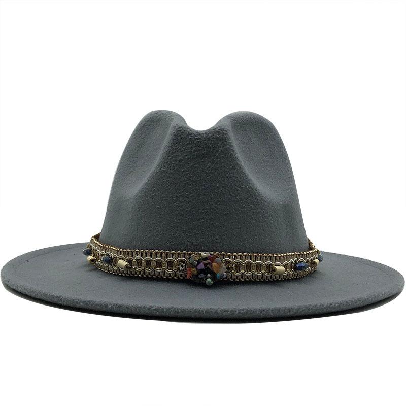 Woolen Top Hat European and American Fashion Ethnic Style Hat Flat-brimmed Big-brimmed Jazz Hat