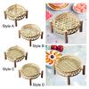 Serving Tray Dessert Plate Rustic Round Woven Storage Basket Fruit Rack for Coffee Table Dining Room Kitchen Picnics Living Room