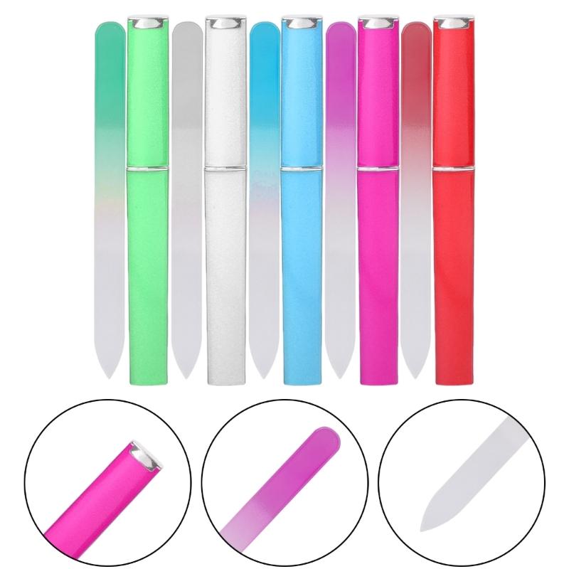 5Pcs Glass Nail File with Case Double Sided Etched Surface Files Professional Glass File Stocking Stuffers For Women