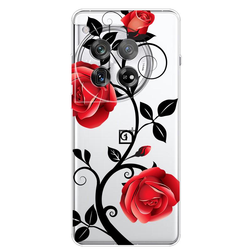 For OnePlus 12 Case 12R 5G Flower Clear TPU Soft Silicone Transparent Back Case for One plus 12R Cover on for Oneplus12 5G Coque