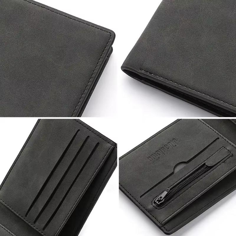 Fashionable Multi-Card Slot Wallet for Men Folding Large Capacity Coin Purse Short Wallet in PU Leather