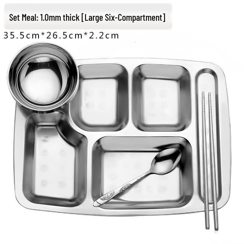 

Thickened Stainless Steel 6-Compartment Lunch Set