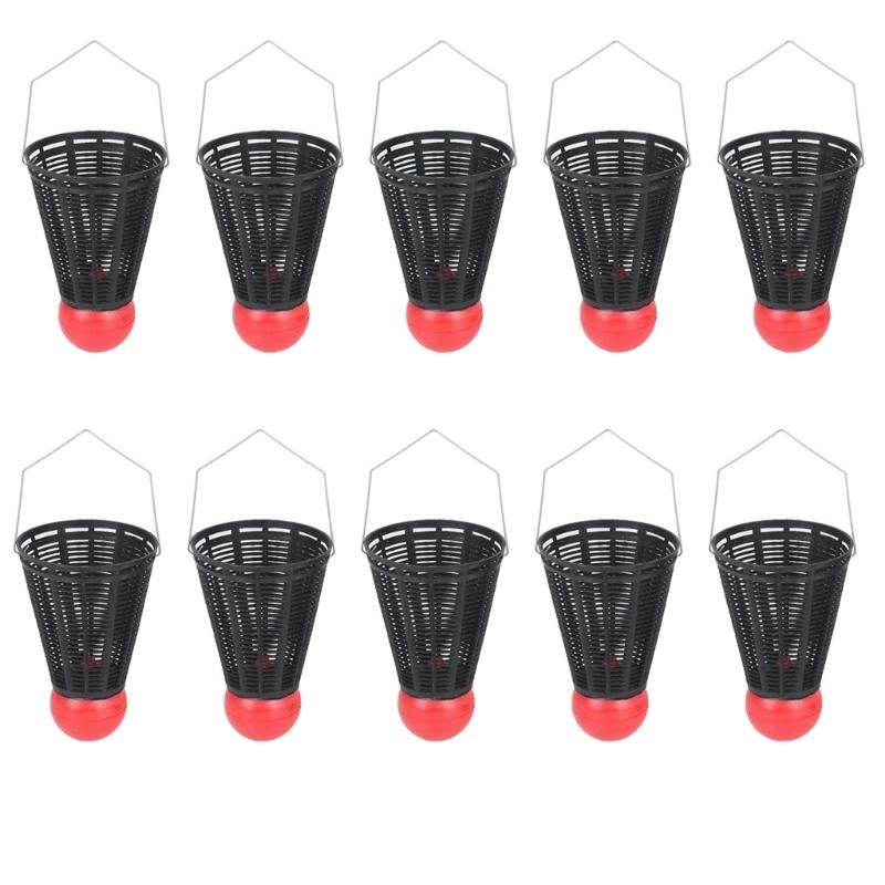 10Pcs Professional Lure Thrower Badminton Type Nesting Device Fishing Lure Basket Cage Fishing Tackle Accessories