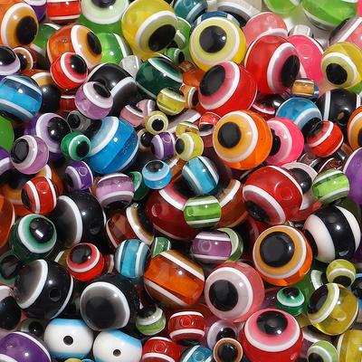 50-100pcs 4/5/6/8/10/12mm Resin Evil Eye Beads Mixed Color Round Loose Spacer Beads For Jewelry Making DIY Bracelets Necklace