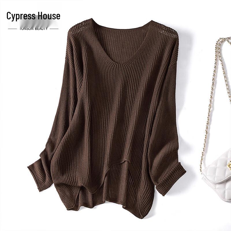 

Sibaishe Women s V-Neck Irregular Hem Knit Top XXL