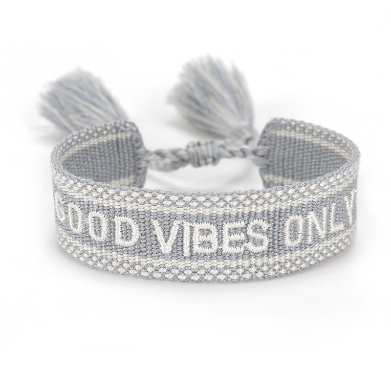 European & American Cross-border Embroidery Bracelet | Handmade Tassel & Letter Logo