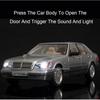 1:24 W140 300sl Toys Alloy Miniature Car Diecast Model Doors Opened Sound Light Pull Abck Rubber Tires Vehice Kid Christmas Gift