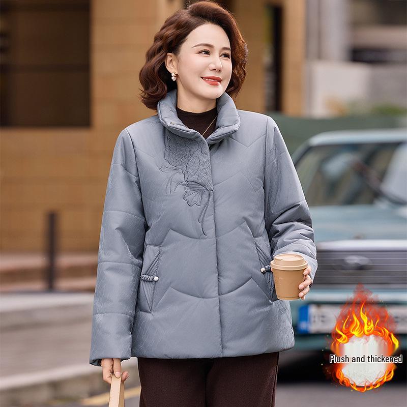 

Stylish Hooded Jacket for Women 40-60: Warm, Cotton-Padded, Plus Velvet, Thickened for Middle-Aged & Elderly. XL (95-110 kg)