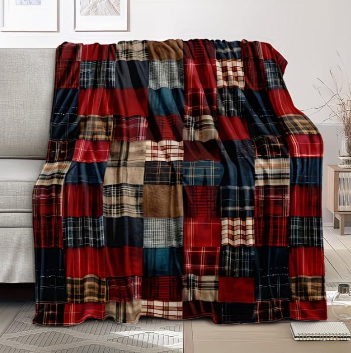 Cozy Vintage Buffalo Plaid Flannel Throw Blanket Soft & Warm for Couch Bed Office and Travel Ideal Christmas or Birthday Gift