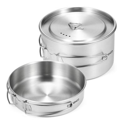 TOMSHOO Ensemble d'ustensiles de cuisine de Camping, 2 pièces, casserole en acier inoxydable, avec poignées pliables, maille
