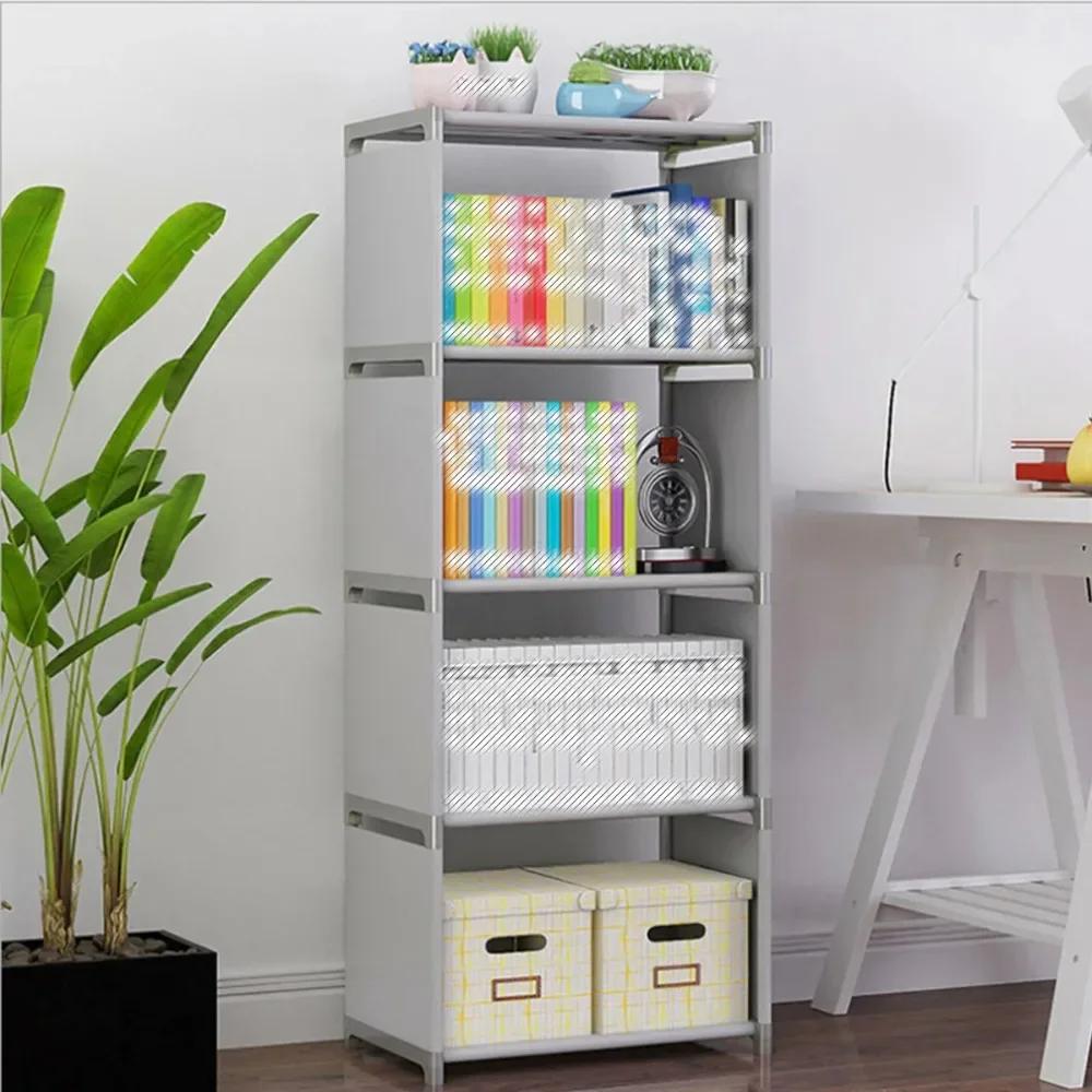 Simple Bookshelf Floor Standing Multi-Layer Book Organizer Easy Assembly Portable Bookcases Household Simple Book Display Rack