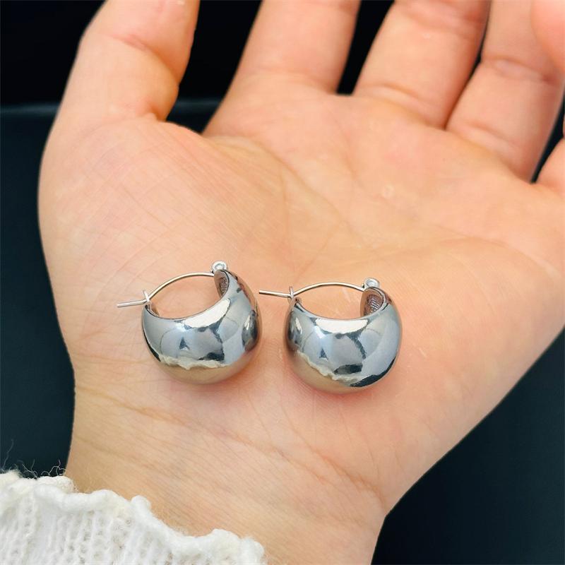 316L Stainless Steel New Fashion Jewelry Minimalism Gold-plated Classical Hemisphere Shape Women Popular Stud Earrings