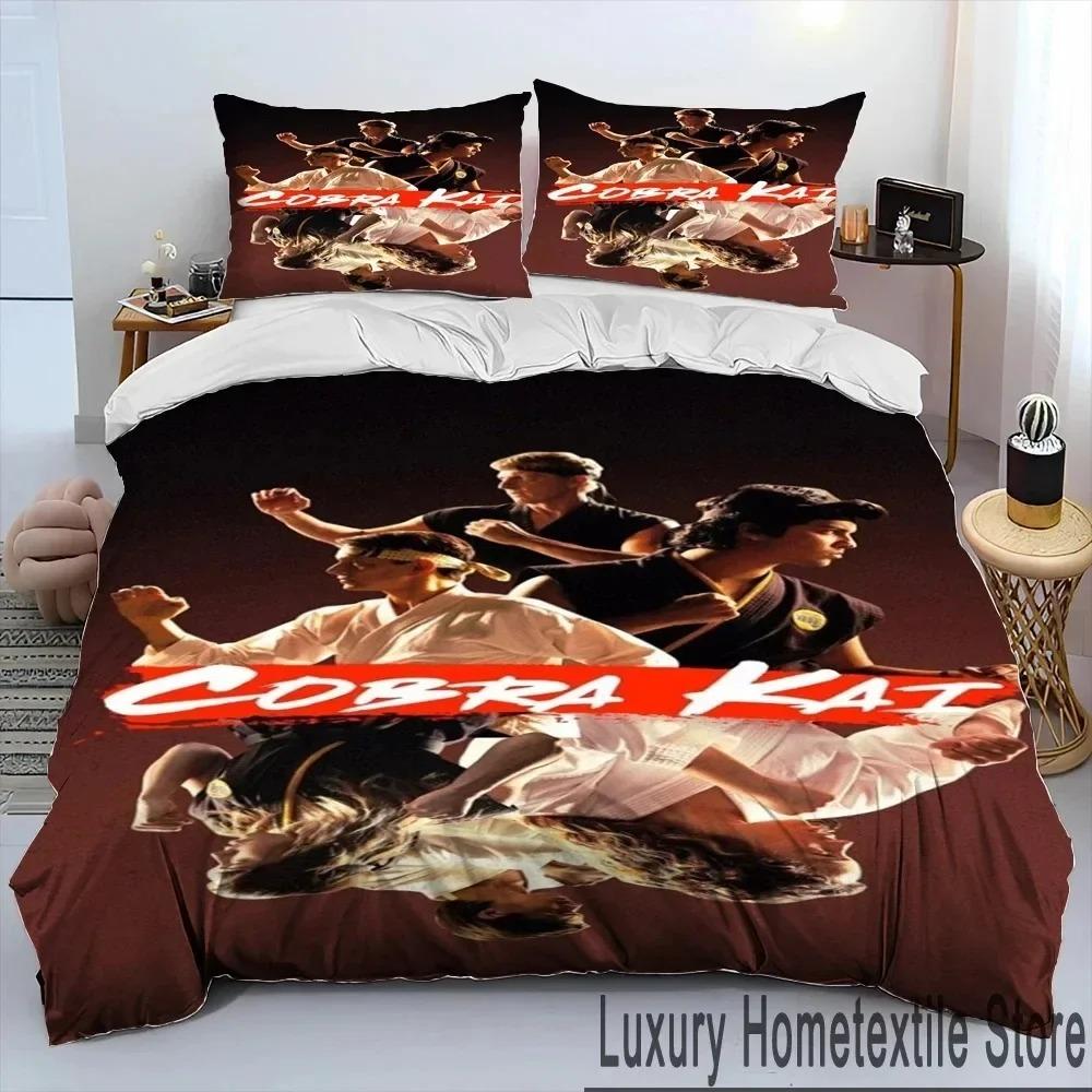 3D Cobra Kai Amanda TV Karate Bettdecken-Set, Bettbezug, Bettset, Steppdecke, Kissenbezug, King-Queen-Size-Bettwäsche-Set für Kinder
