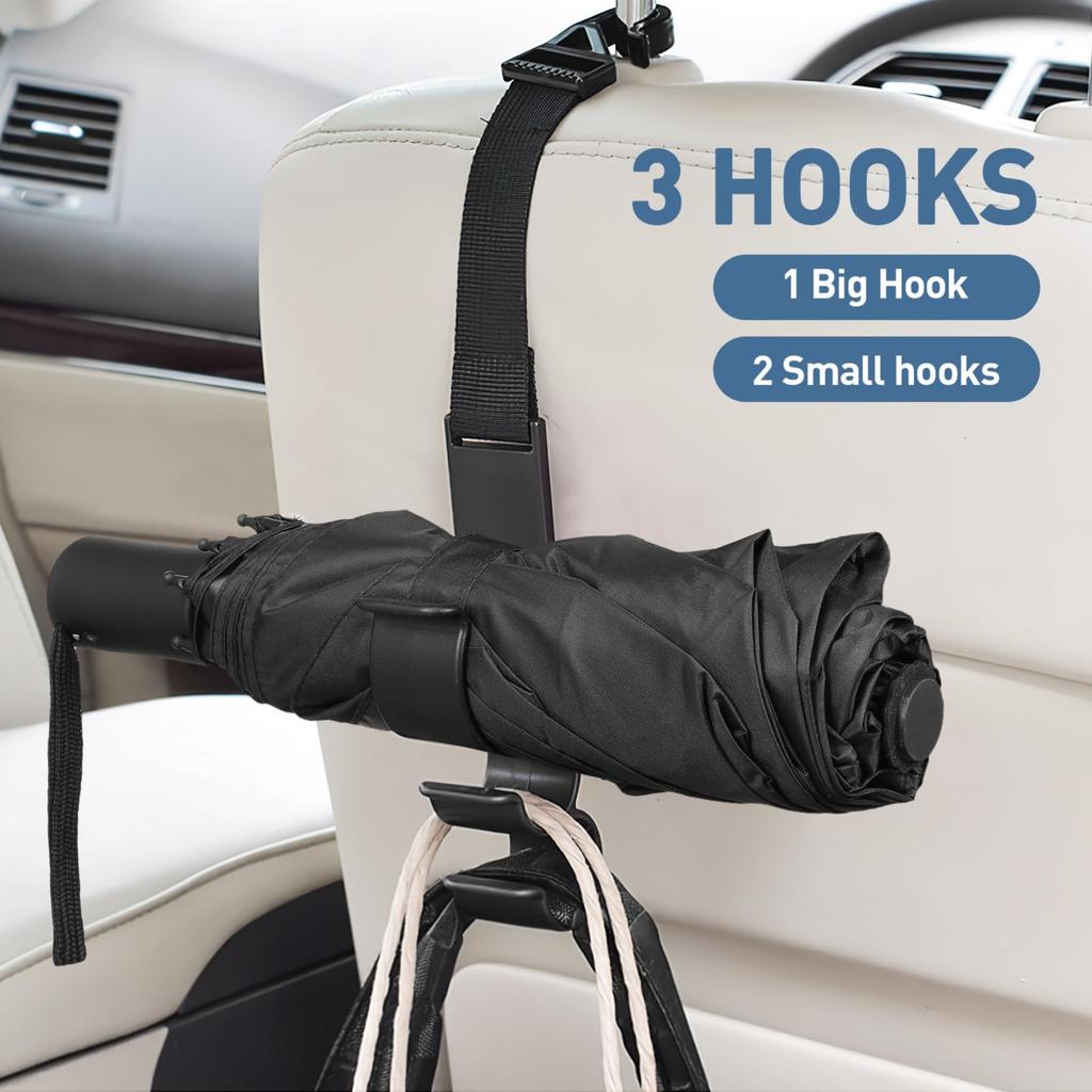 SUPVOX Headrest Hooks, Seat Hooks, Luggage Hanging, Shopping Hooks, Car Supplies, Convenient Goods, Pack of 2 (Black)