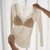 Autumn and Winter Ultra-Thin Thermal Beauty-Enhancing Clothing with Built-In Chest Pads for Women, Slimming Seamless Base Layer Long-Sleeve Top
