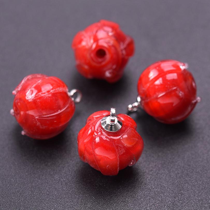 9pc Mix Glass Lily Of The Valley Pendants For Jewelry Making Supplies Colorful Flower Charm Pendant DIY Vintage Earring Bracelet