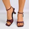 Square Toe Open Toe One Strap Stiletto Sandals Fashion Patent Leather Non-Slip Wear-Resistant Pumps