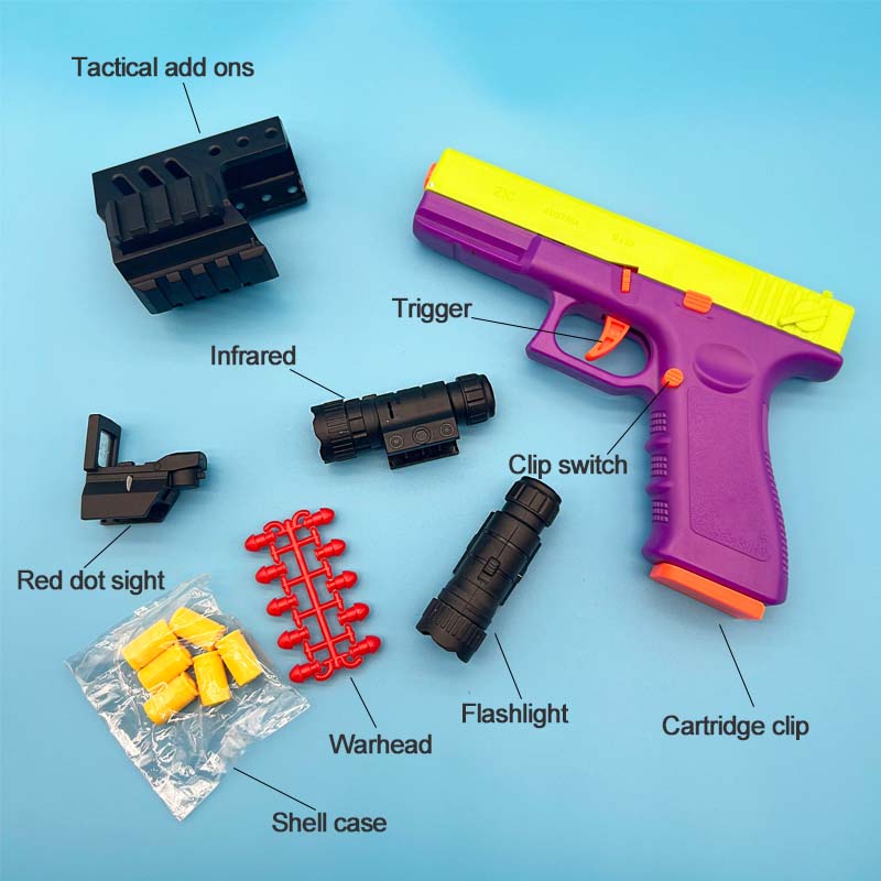 Outdoor Games Soft Bullet Toy Guns Plastic Model Launcher Automatic Shell Throwing Continuous Pistol Fake Gun Adult Boys Gifts