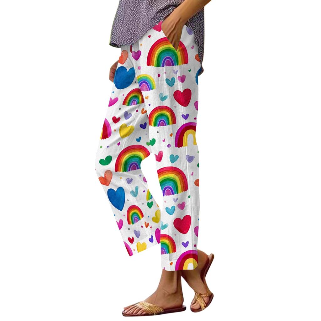 Women Casual Drawstring Waist Pants with Elastic Waistband and Pockets Lightweight Relaxed Fit Printed Lounge Trousers for Daily Wear