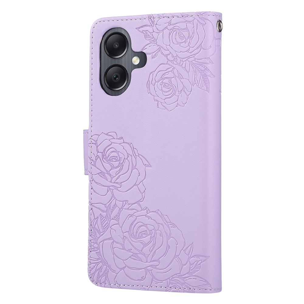 For Samsung Galaxy A07 4G/A06 4G/A06 5G Case Rose Flower PU Leather Wallet Phone Cover with 3 Card Slots/Wrist Strap