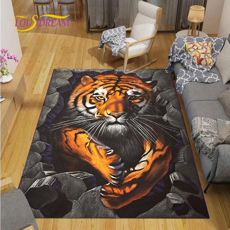 Alfombra Dragon and Tiger Fight Carpet Living Room Sofa Coffee Table Door Bedroom Rug Kitchen Kid Anti-slip Floor Mat Home Decor