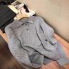 Celebrity Style Hedgehog Embroidery Cashmere Polo Collar Knitwear Women's Spring Autumn Loose Sweater Base Layer Wool Sweater