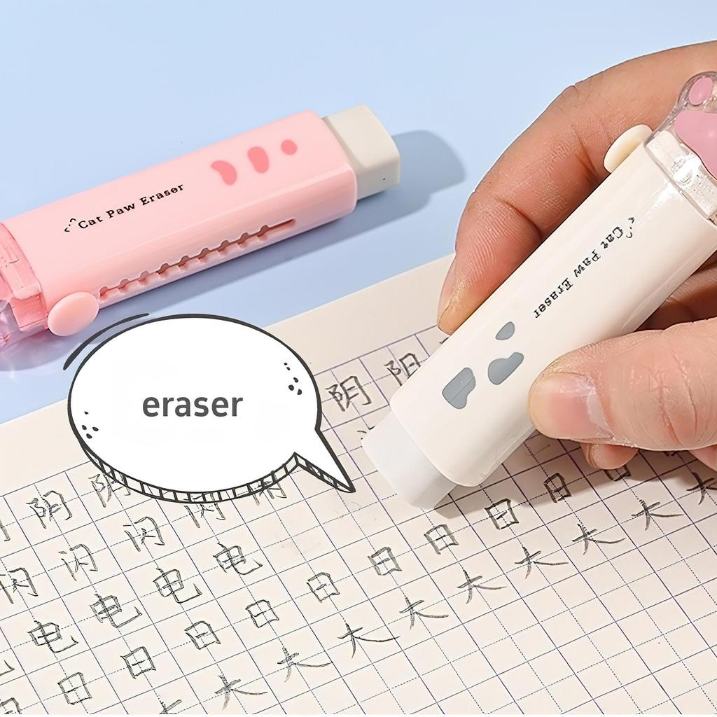 9-delige Kattenpoot Schrijfwaren Doos Set, Vouwschaar & Liniaal & Gum & Correctietape & Lijmtape in Potlooddoos Kinderbeloning