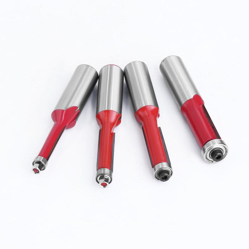 1/4 stk 1/2 tommer 12 mm skaft ende Dobbel fløyter Kulelager Flush Router Bit Rett skaft Trim Trefreser for trebearbeiding