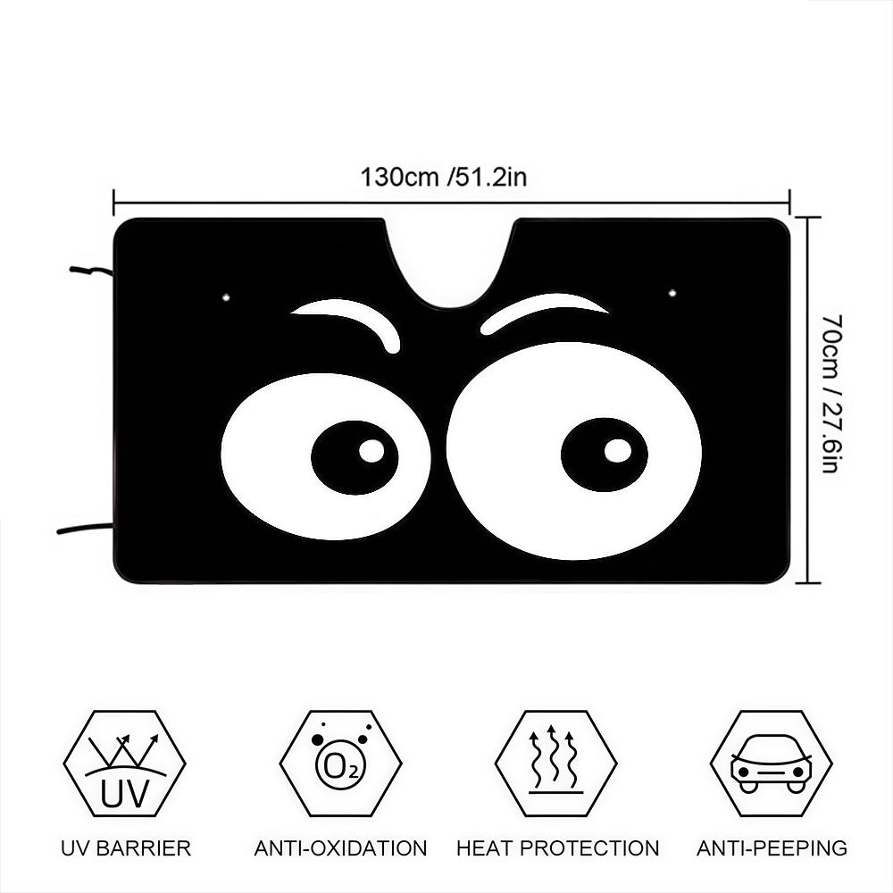Black Funny E-expressionS Cartoon Car SunShade Personalized Windshield Anti-UV Window Windscreen Cover Shade Auto Visor