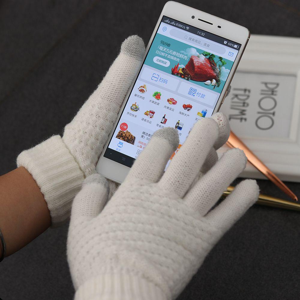 Men Winter Women Touch Screen Fingerless Mittens Wool Gloves Knitted