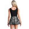 Damen Funkelndes Spiegelkleid Ärmellos A-Linie Kurz Club Bodycon Design Feierpartykleid