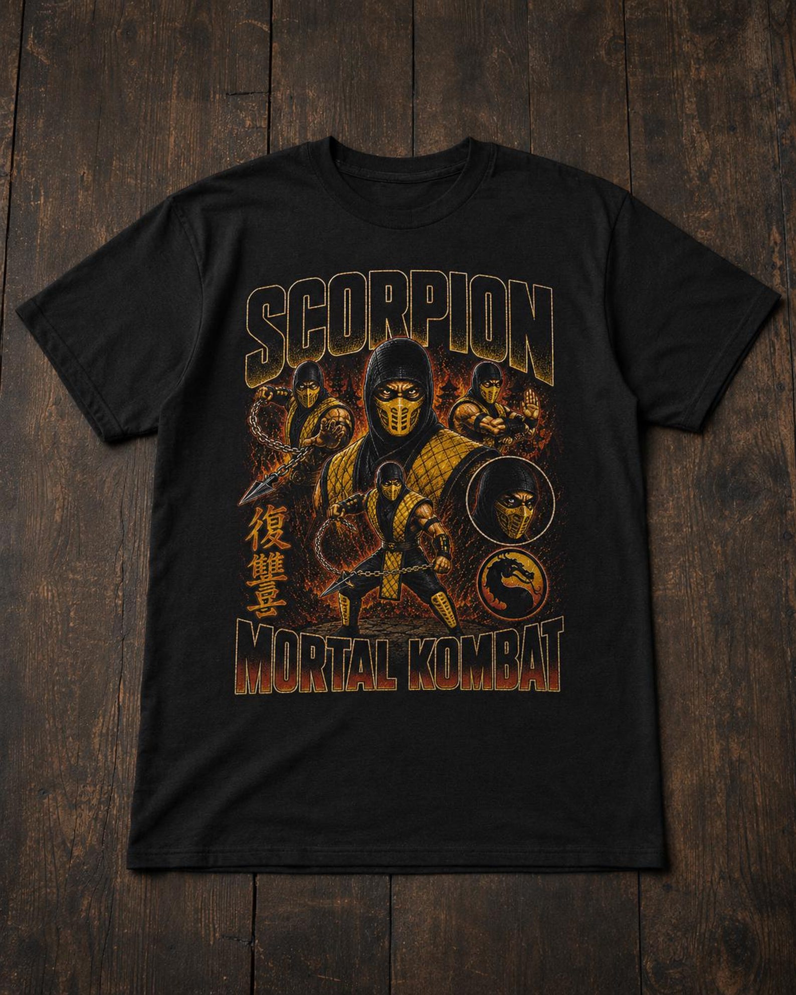 Scorpion Mortal Kombat Tee | Vintage Bootleg Gaming Unisex T-Shirt L